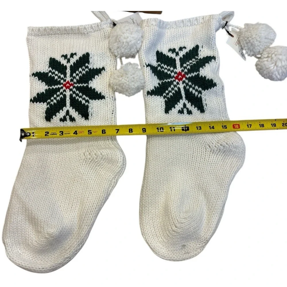 Hearth & Hand Magnolia Green‎ Snowflake Christmas Jacquard Knit Stockings NWT